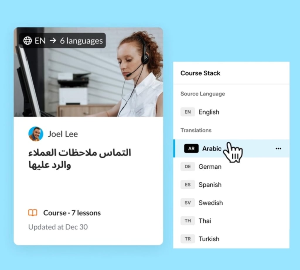 elearning training course created with Articulate 360 and supporting  multilingual content