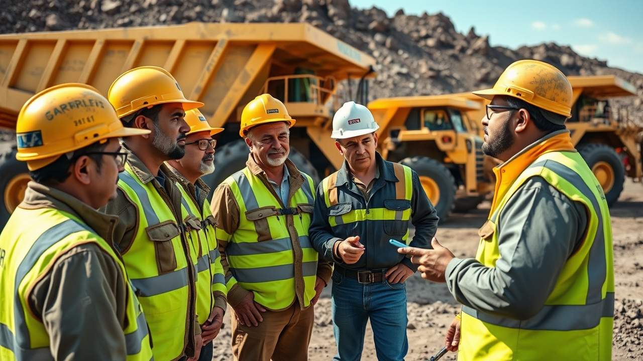 global mining company staff discussing multilingual elearning courses